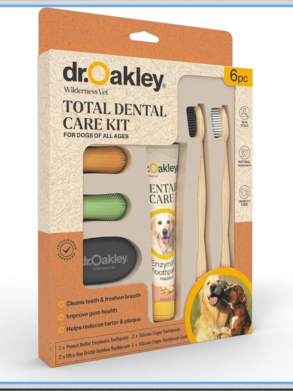 Dr. Oakley Wilderness Vet Total Dental Care Kit for Dogs of All Ages 6 Piece